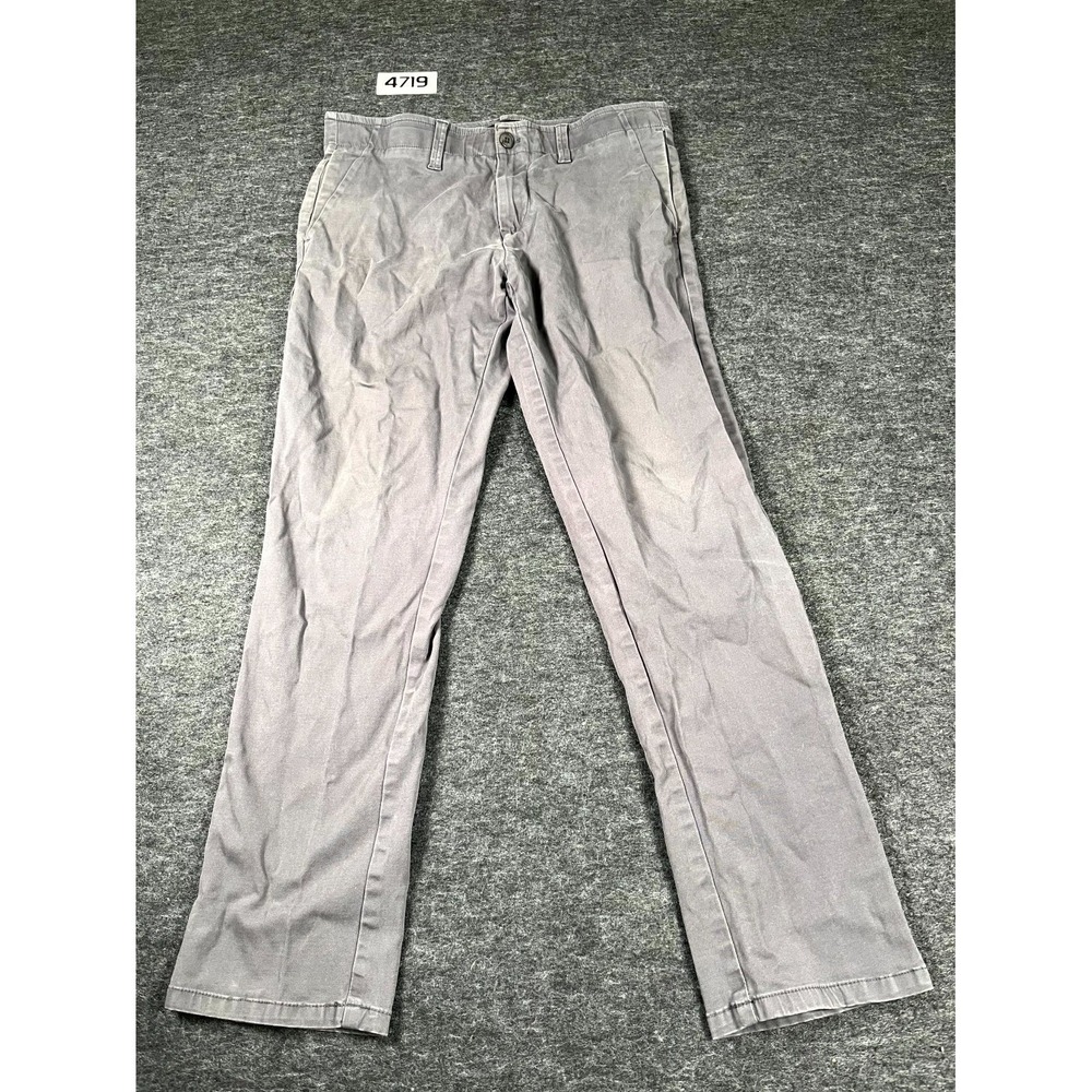 Saks Fifth Avenue‎ Active Chino Pants Men 32x32 Gray Cotton Stretch Flat Front